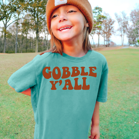 Gobble Yall Comfort Colors Youth Fall Graphic Tee