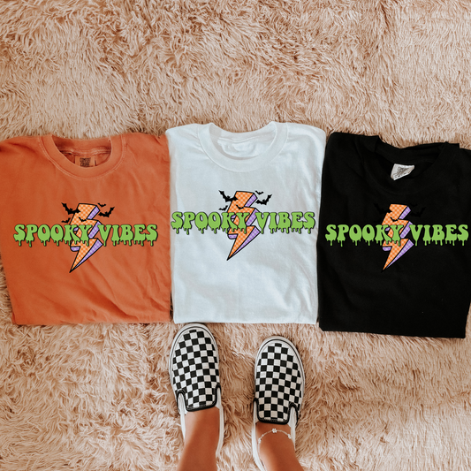 Spooky Vibes Lightening Bolt Comfort Colors Graphic Tee