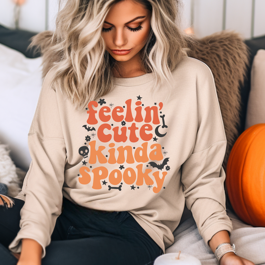 Feelin Cute Kinda Spooky Halloween Sweatshirt