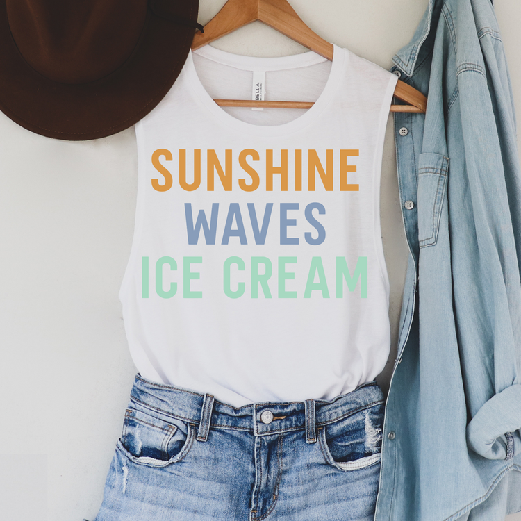 Sunshine Waves Icecream teal Summer Tank Top