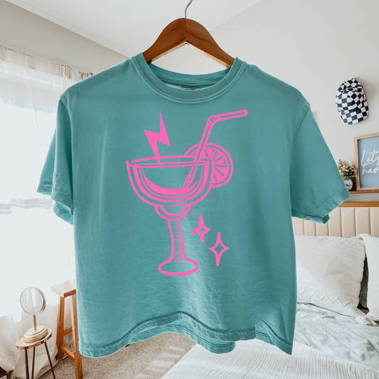 Margarita Pink Cropped Comfort Colors Graphic Tee