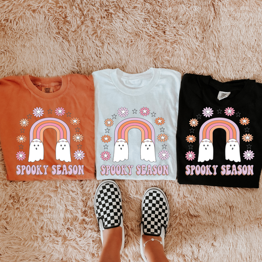 Rainbow Spooky Season Comfort Colors Graphic Tee