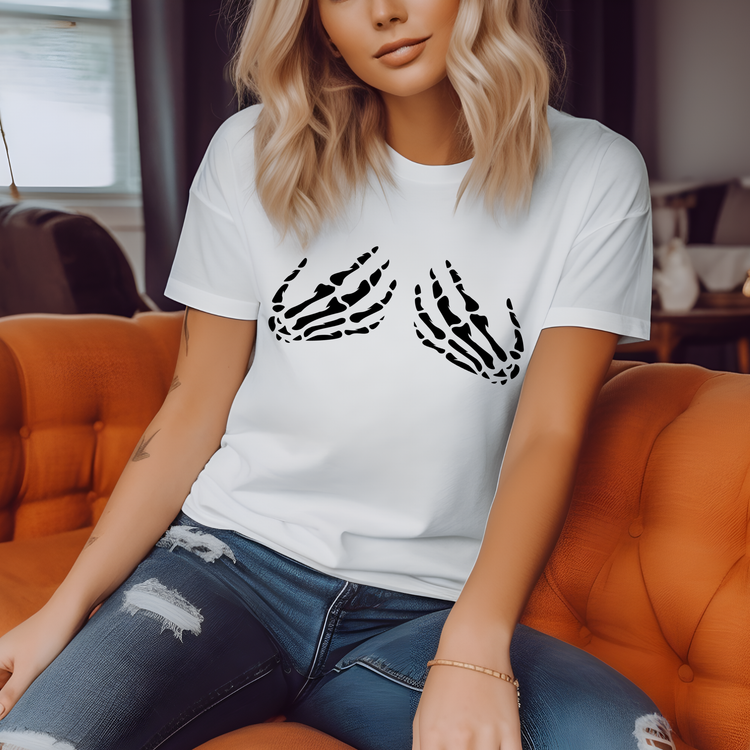 Skellington Hands Black Adult Graphic Tee