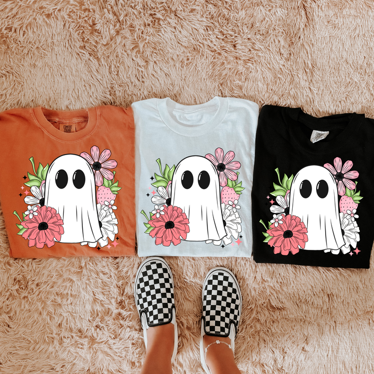 Ghost Floral Comfort Colors Graphic Tee