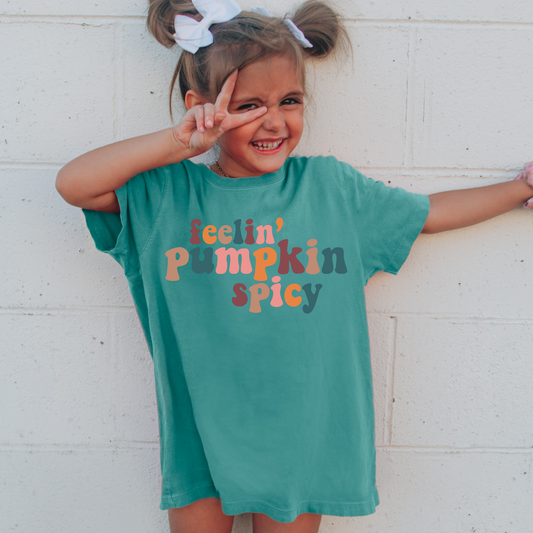 Fellin' Pumpkin Spicy Comfort Colors Youth Fall Graphic Tee