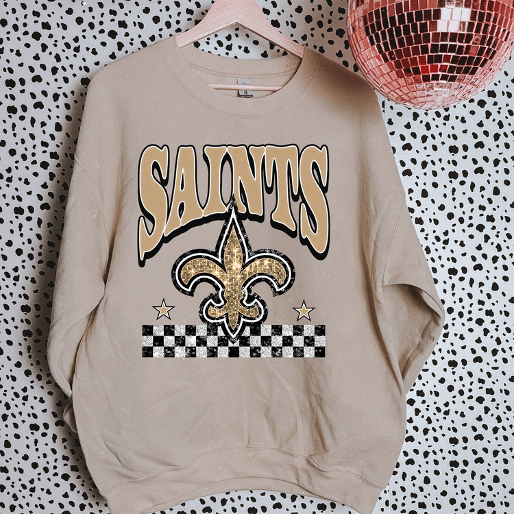 Faux Glitter Saints Sweatshirt