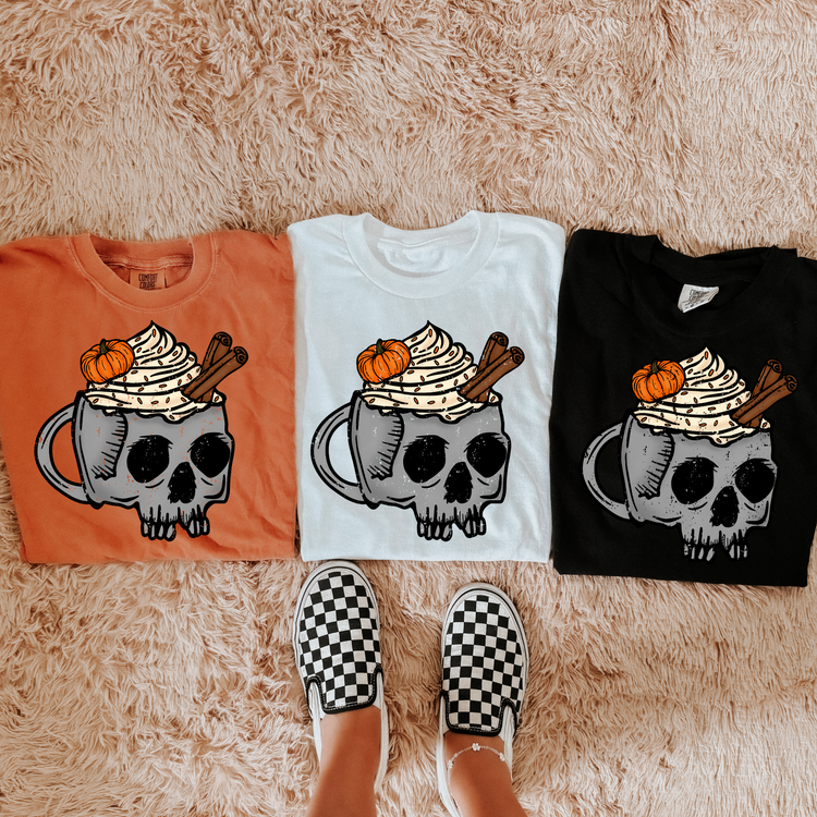 Skull Coffee Comfort Colors Graphic Tee