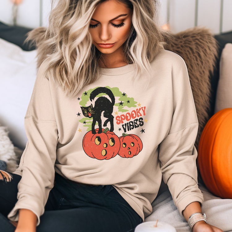 Spooky Vibes Cat Halloween Sweatshirt