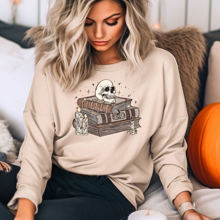 Halloween Skull Books Halloween Sweatshirt