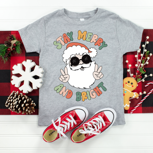 Stay Merry And Bright Christmas Kids Graphic Tee