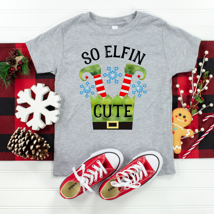 So Elfin Cute Christmas Kids Graphic Tee