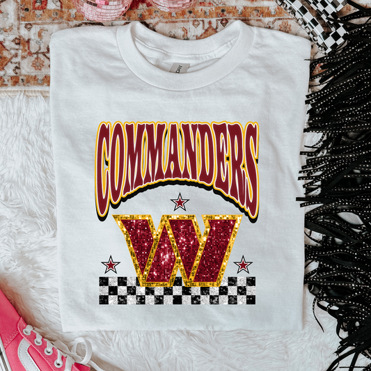 Faux Glitter Commanders Graphic Tee