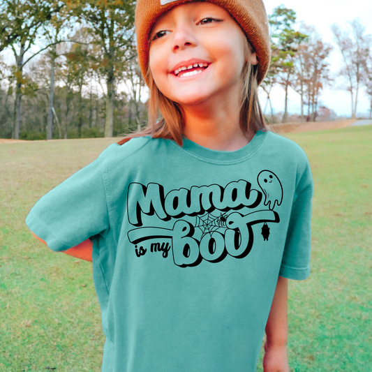 Mama Is My Boo Comfort Colors Youth Halloween Graphic Tee