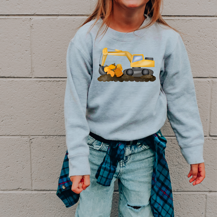 Excavator Pumpkin Kids Sweatshirt