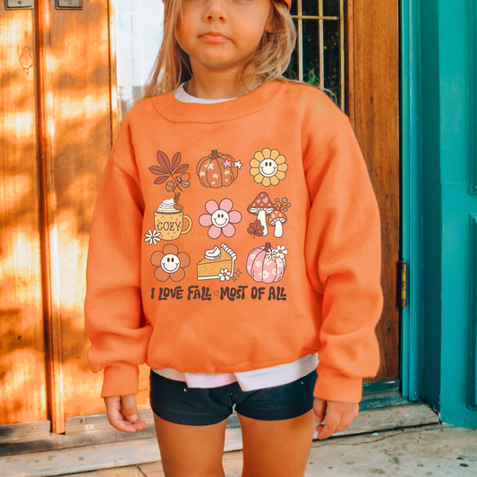 I Love Fall Most Of All Kids Sweatshirt