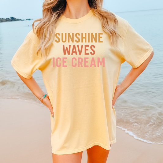 Sunshine Waves Icecream Summer Comfort Colors Graphic Tee