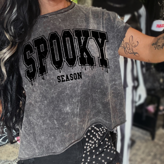 Spooky Season Black Mineral Washed Halloween Tee