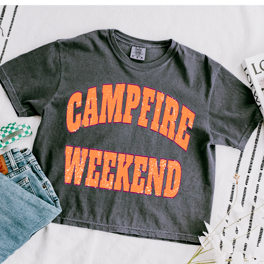 Campfire Weekend Cropped Comfort Colors Graphic Tee