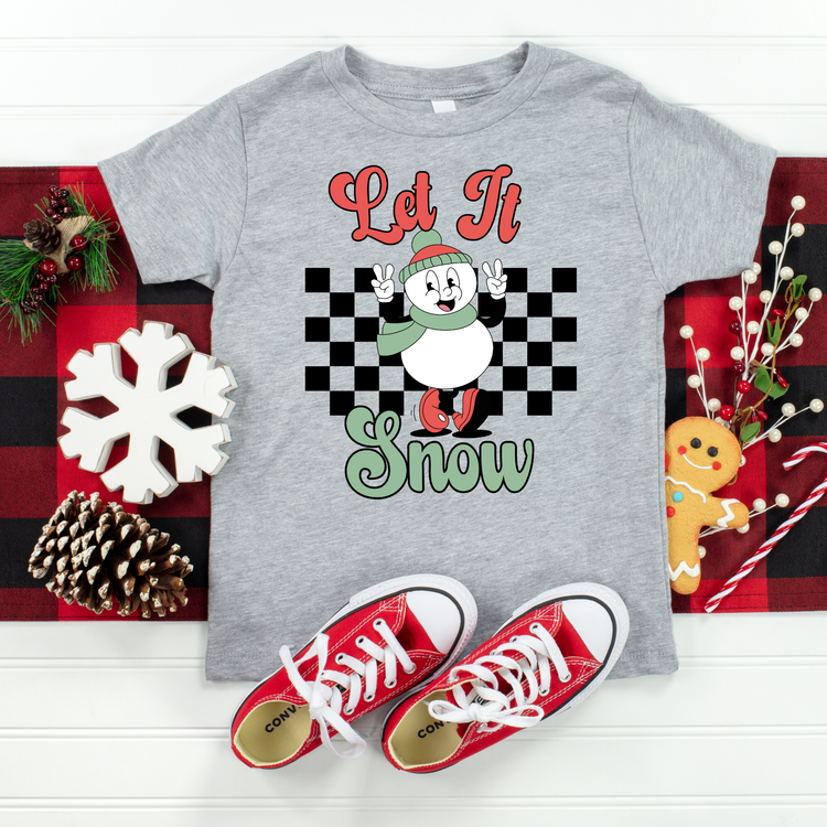 Let It Snow Red Green Kids Graphic Tee