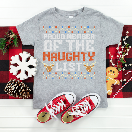 Proud Member Of The Naughty List Kids Graphic Tee