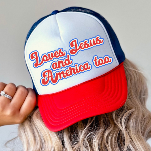 Loves Jesus And America Too Otto Trucker Hat