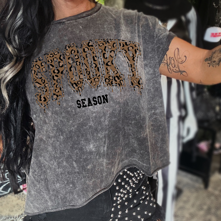 Spooky Season Leopard Mineral Washed Halloween Tee