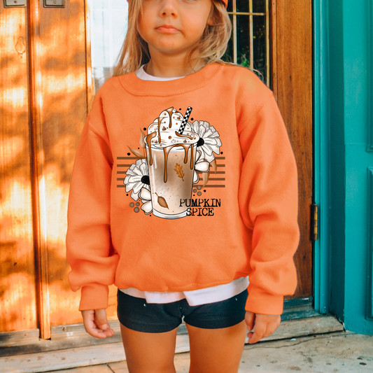 Pumpkin Spice Floral Kids Sweatshirt