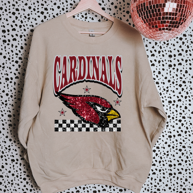 Faux Glitter Cardinals Sweatshirt