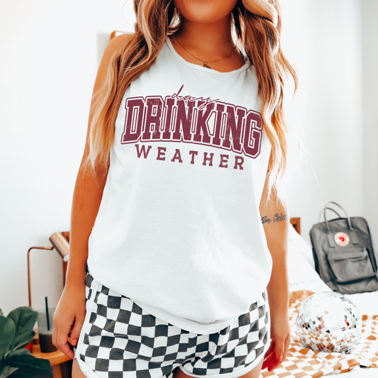 Day Drinking Maroon Comfort Colors Tank Top