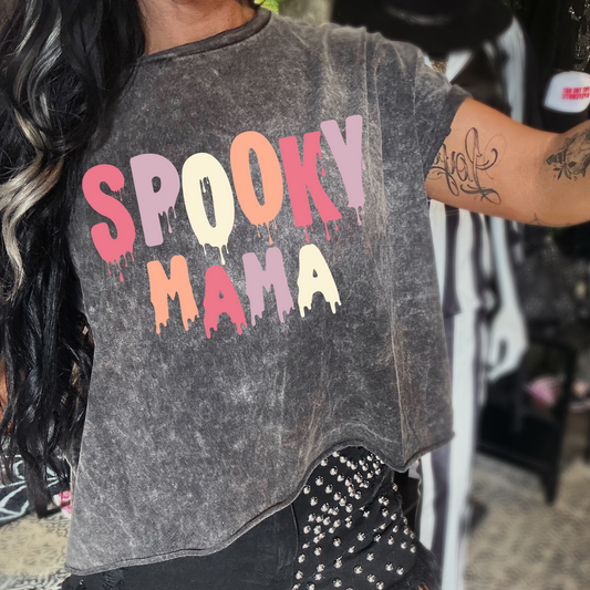 Spooky Mama Mineral Washed Halloween Tee