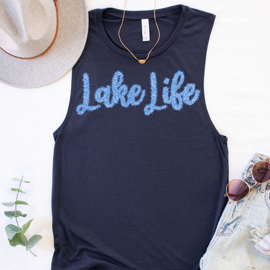 Lake Life Glitter Summer Tank Top