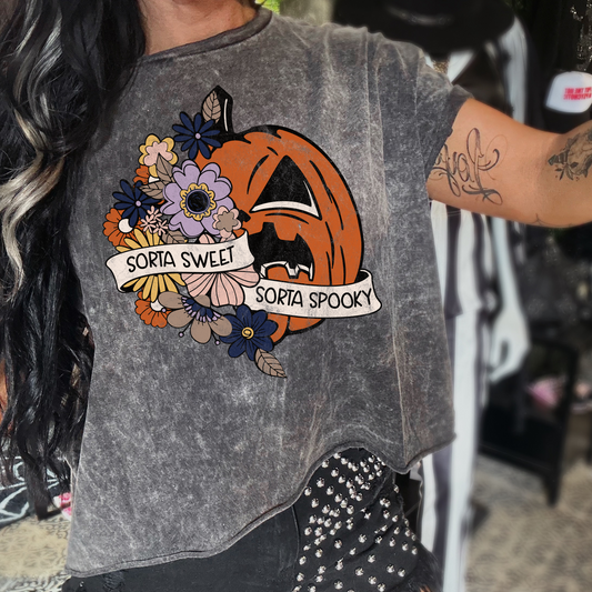 Sorta Sweet Sorta Spooky Washed Halloween Tee