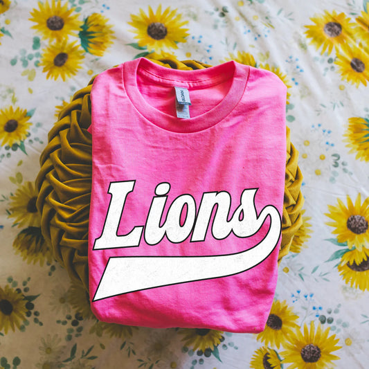 Lions School Spirit Old School Varsity Graphic Tee