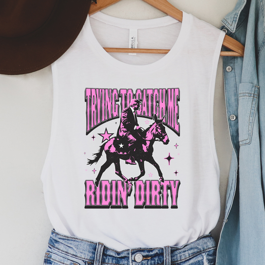 Trying To Catch Me Ridin Dirty Pink Political Tank Top