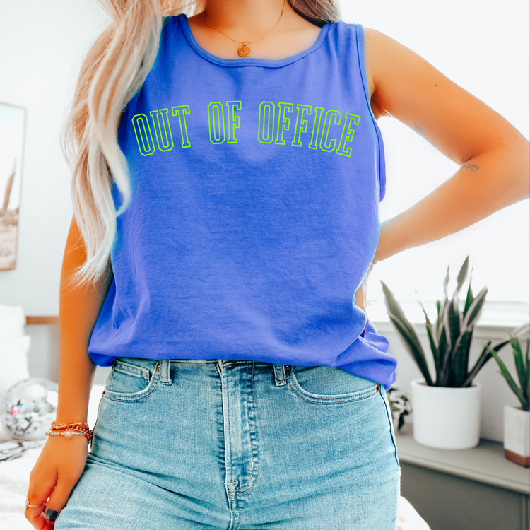 Out Of Office green Comfort Colors Tank Top