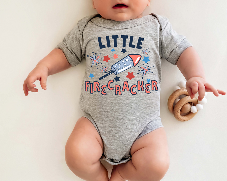 Little Firecracker 4th Of July Kids Graphic Tee