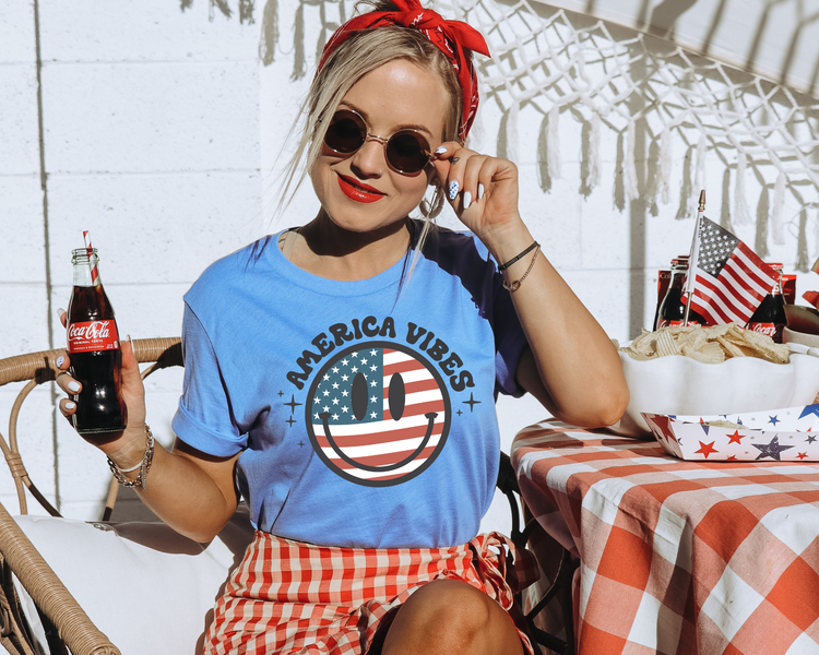 America Vibes 4th of July Patriotic Graphic Tee