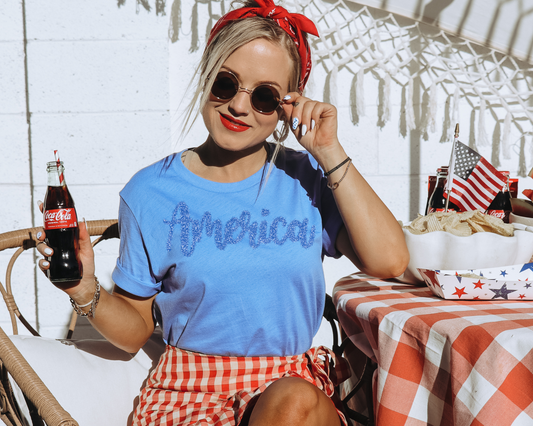 Glitter America 4th of July Patriotic Graphic Tee