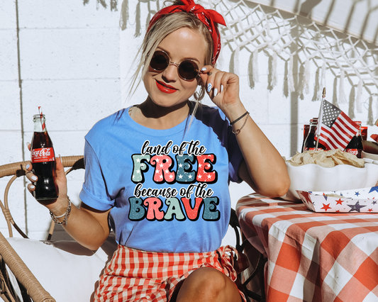 Land Of Free Patriotic Graphic Tee