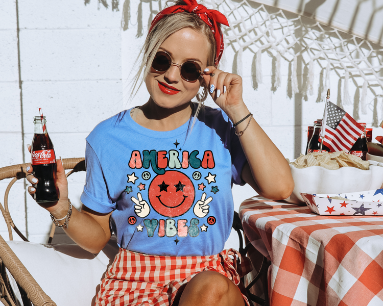 America Vibes 4th Of July Patriotic Graphic Tee