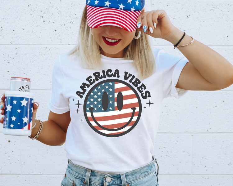 America Vibes 4th of July Patriotic Graphic Tee