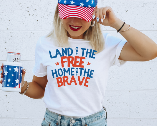 Land Of The Free 4th of July Patriotic Graphic Tee