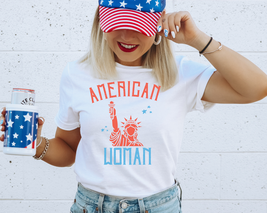 American Woman 4th of July Patriotic Graphic Tee