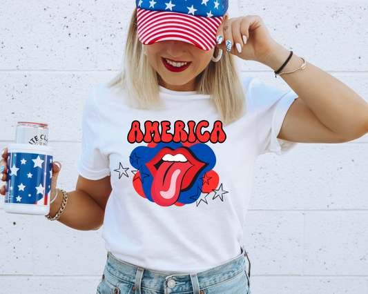 America Tongue 4th of July Patriotic Graphic Tee