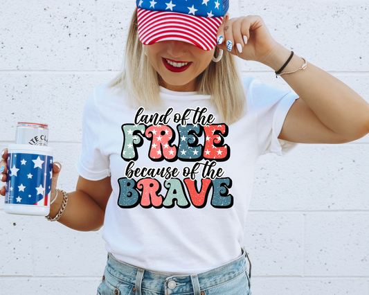 Land Of Free Patriotic Graphic Tee