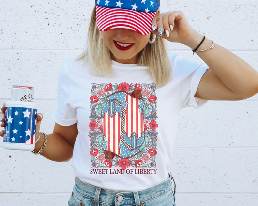 Sweet Land Of Liberty 4th Of July Patriotic Graphic Tee