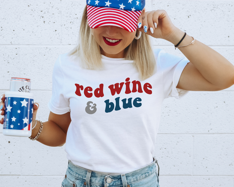 Red Wine and Blue 4th Of July Patriotic Graphic Tee