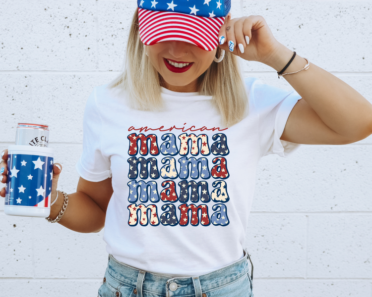 American Mama Mama Mama 4th Of July Patriotic Graphic Tee