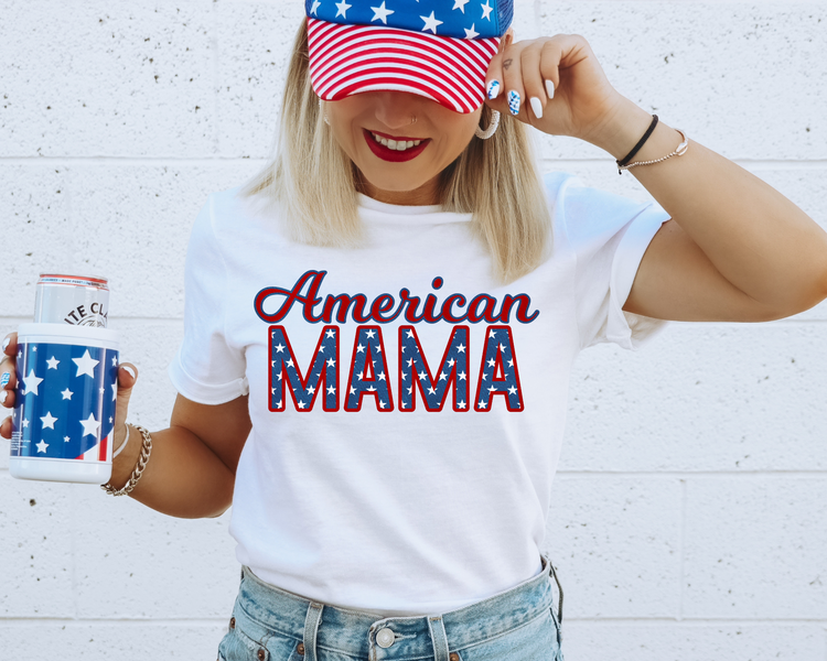 American Mama Stars 4th Of July Patriotic Graphic Tee