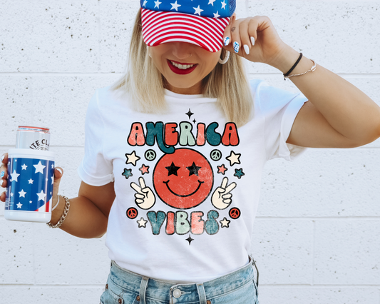 America Vibes 4th Of July Patriotic Graphic Tee